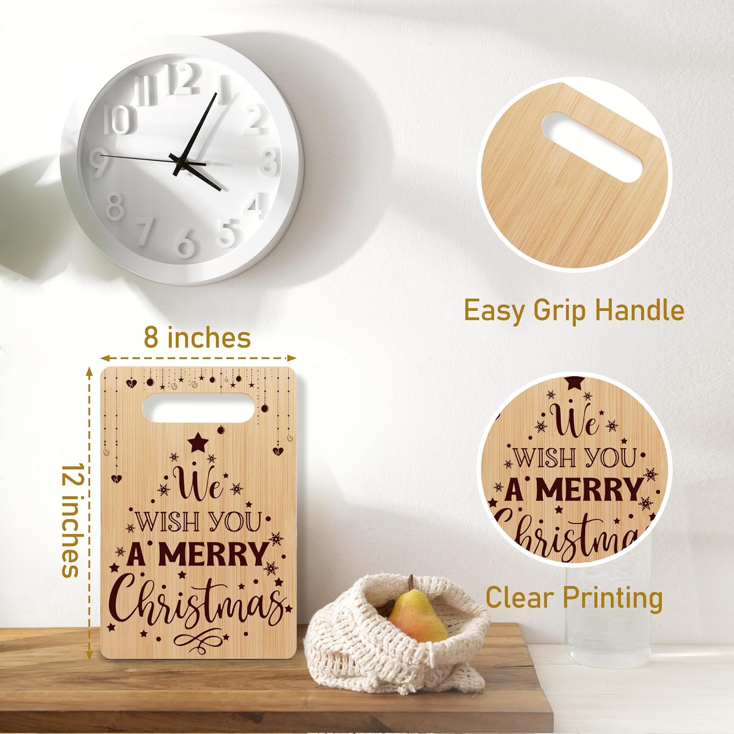 Christmas Cutting Board,Holiday Charcuterie Board, Christmas Kitchen Decorations, Gifts For Women Nana Mom Friends, Merry Christmas Bamboo Chopping Board, Kitchen Cooking Decor Favors -30