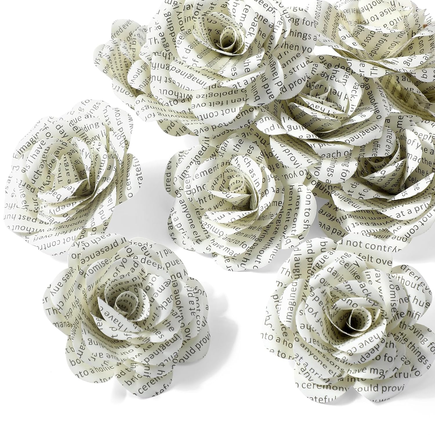 12 Pcs Handmade Rose Paper Flowers, Made From English Book Pages Literary Gifts For Book Lovers' Anniversaries, Birthdays, Weddings, And Various Party Gifts (3 Inches,Beige Color)