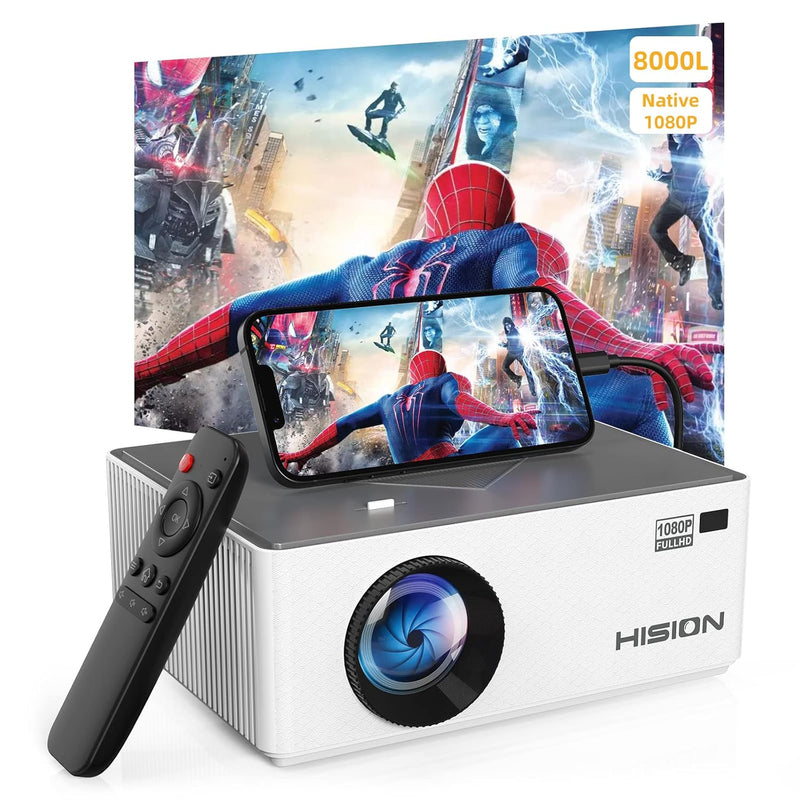 Mini Projector Full Hd 1080P Outdoor Movie Projector, 8000L Portable Home Thea