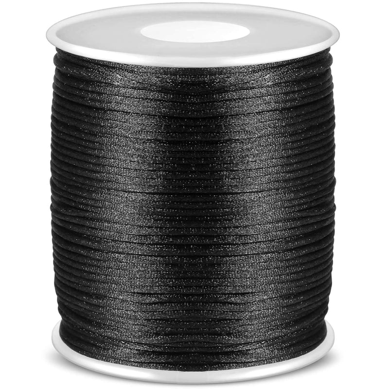 Satin Rattail Cord, Black Nylon Cord Silky Trim Beading String For Bra