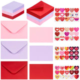 60 Set Blank Note Card Diy Greeting Cards With Mini Envelopes Matching Color Envelopes Gift In 3 Colors And Love Stickers Heart Sticker For Valentines Day Anniversary, 4 X 2.7 Inch