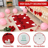 Valentines Day Shower Curtain Set For Bathroom, Red Love Heart Shape Red Bathroom Supplies For Valentines Accessories Decor Set, Non Slip Rugs Toilet Lid Cover U Shape Bath Mat And 12 Hooks