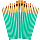 Paint Brushes Set, 20 Pcs Paint Brushes For Acrylic Painting, Oil Watercolor Acrylic Paint Brush, Artist Paintbrushes For Body Face Rock Canvas, Kids Adult Drawing Arts Crafts Supplies, Green