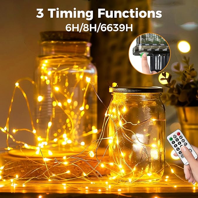 33FT 100 LED Fairy Lights Plug In Warm White Outdoor Waterproof Twinkle Lights with Remote Timer 8 Modes for Bedroom Patio Garden Wedding Christmas Decor