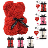 Rose Bear Xamas Gift For Girlfriend, Forever Rose Preserved Flowers Cub For Her Valentines Day, Wedding, Mothers Day, Date, Birthday And Anniversary With Transparent Box