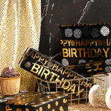 Reversible Birthday Wrapping Paper Roll - Mini Roll - 17 Inch X 16.5 Feet - Black Gold Happy Birthday Wrapping Paper Perfect For Adults Kids Girls Boys, Baby Shower