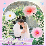 3Pcs 19.7In Giant Flowers Decoration, Artificial Gauze Large Flower Prop For Valentines Day Decorations Wedding Reception Banquet Ceremony Church Party, White Pink And Purple