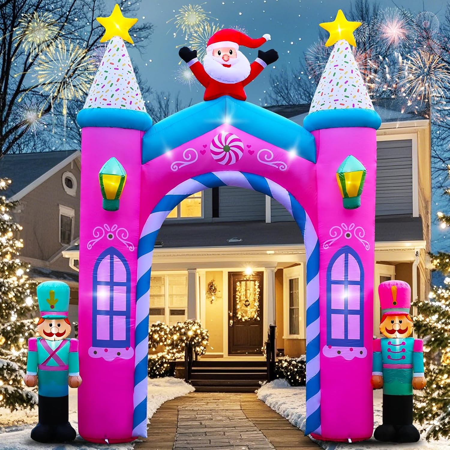 Christmas Inflatable Archway Outdoor Decoration – 12Ft Nutcracker Soldier Inflatable Arch With Led Lights, Christmas Blo