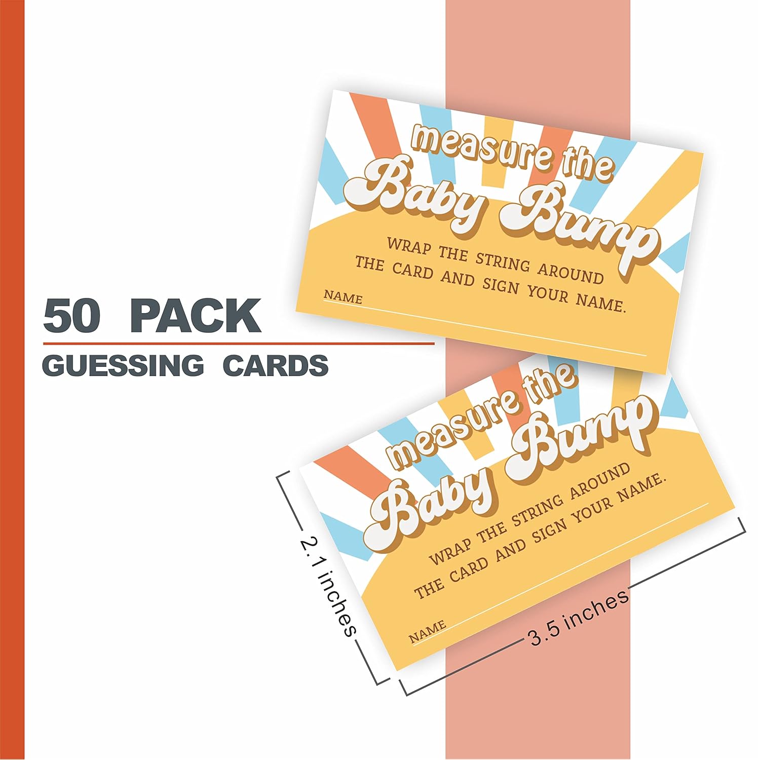 Retro Sunshine Theme Measure The Baby Bumb Babyshower Game Set? How Big Is Mommy'S Belly Babyshower Party Games(1 Sign & 50 Cards)-Dwlk-A02