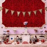Flower Wall Panel Backdrop - 12 Pcs 24 X 16 Inch Red Artificial Hydrangea Floral Panels For Wedding Party Baby Bridal Shower Decor - 3D Fake Silk Flower Backdrop Decoration