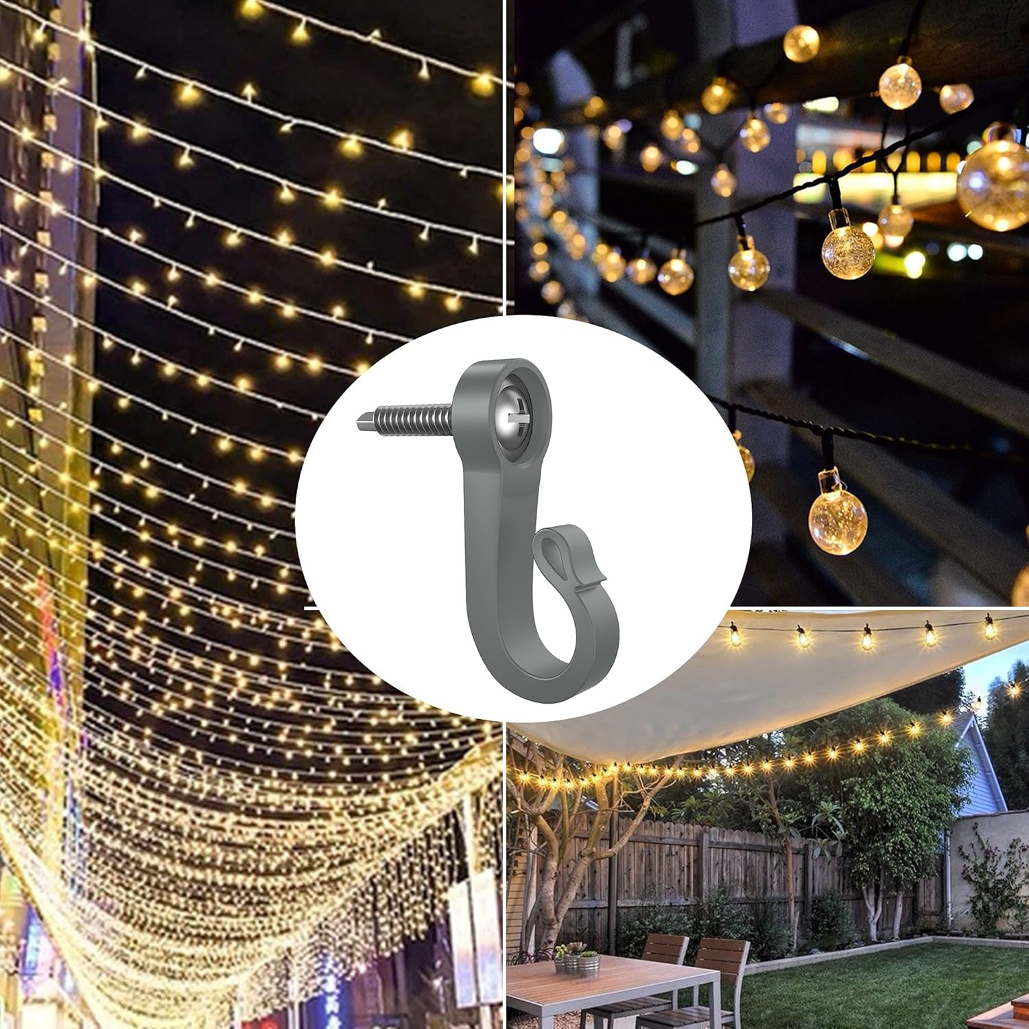 Pack Of 40 Q Hanger, Screws In Hooks Christmas And Outdoor Hooks For String And Fairy Lights, Garage And Party Outdoor Easy Release Wire