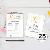 Baby Shower Party Games, Baby Predications And Advice Minimal Baby Shower Game, 25 Moon And Stars Gender Reveal Party Games Cards (5" X 7"), Over The Moon Baby Shower Supplies Decorations -06