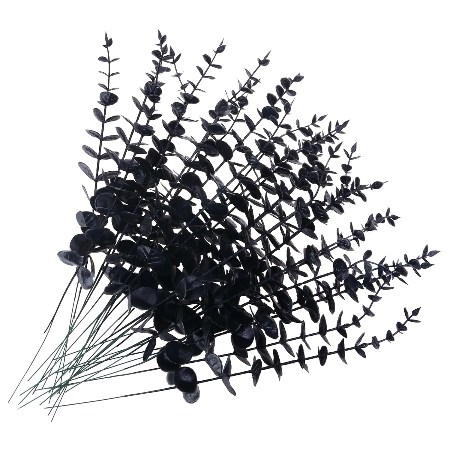 26Pcs Black Artificial Eucalyptus Stems Faux Halloween Flowers Eucalyptuses Home Decor (26, Black)