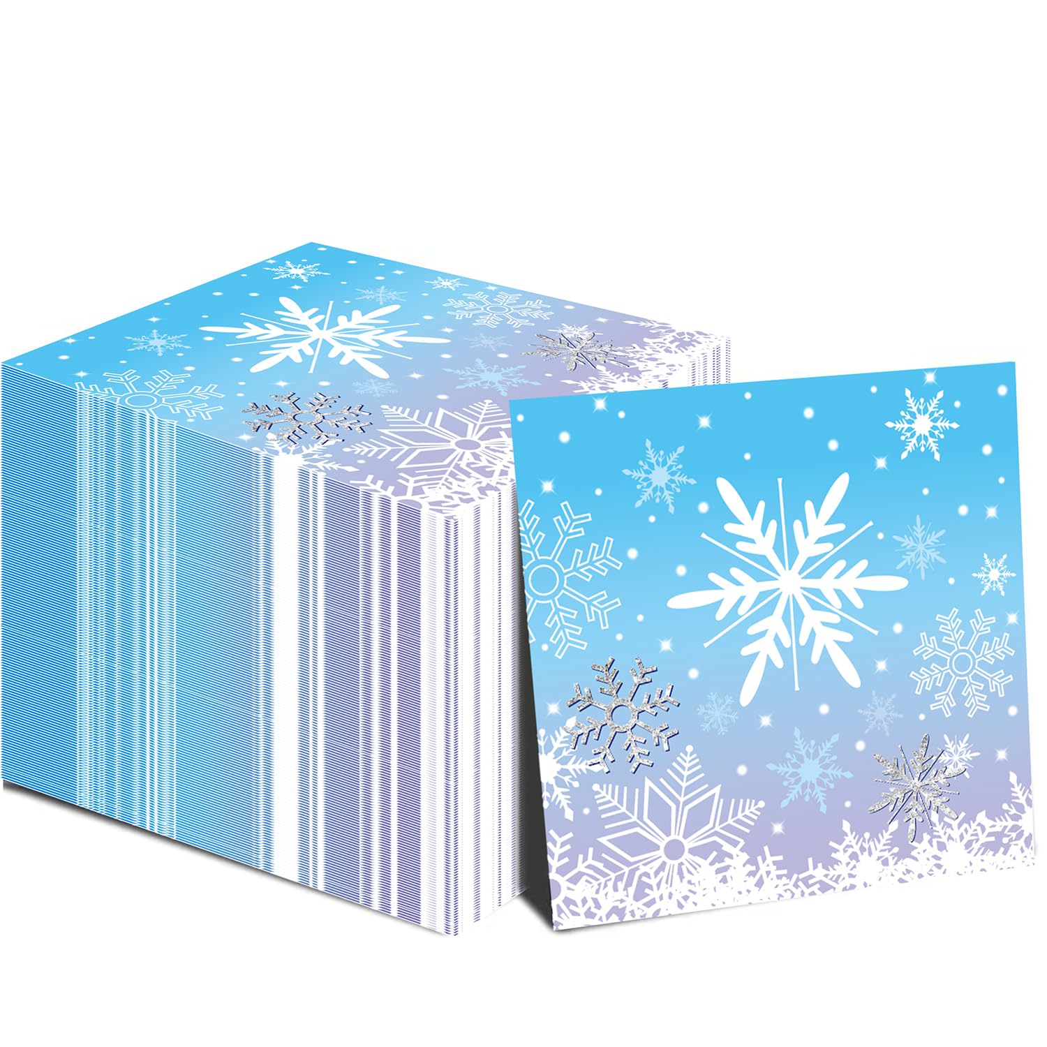 48Pcs Christmas Paper Napkins Snowflake Beverage Napkins Cute Cocktail Napkins Wonderland Party Paper Napkins Snowflake Decorations Winter Decorative Napkin For Xmas, 13X13In