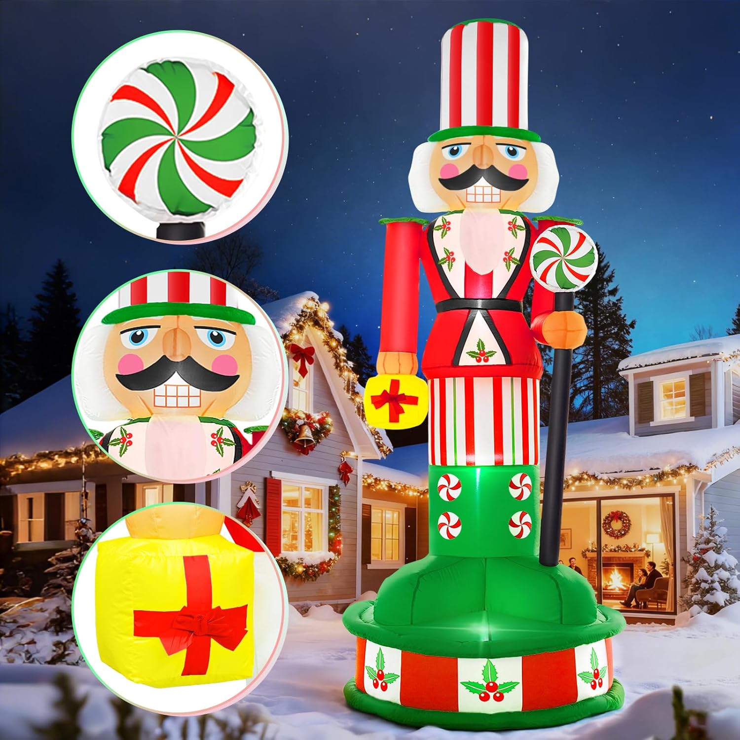 8Ft Christmas Inflatable Outdoor Decoration Inflatable Nutcracker Blow Up Nutcracker Decor With Lights For Yard Lawn Gar