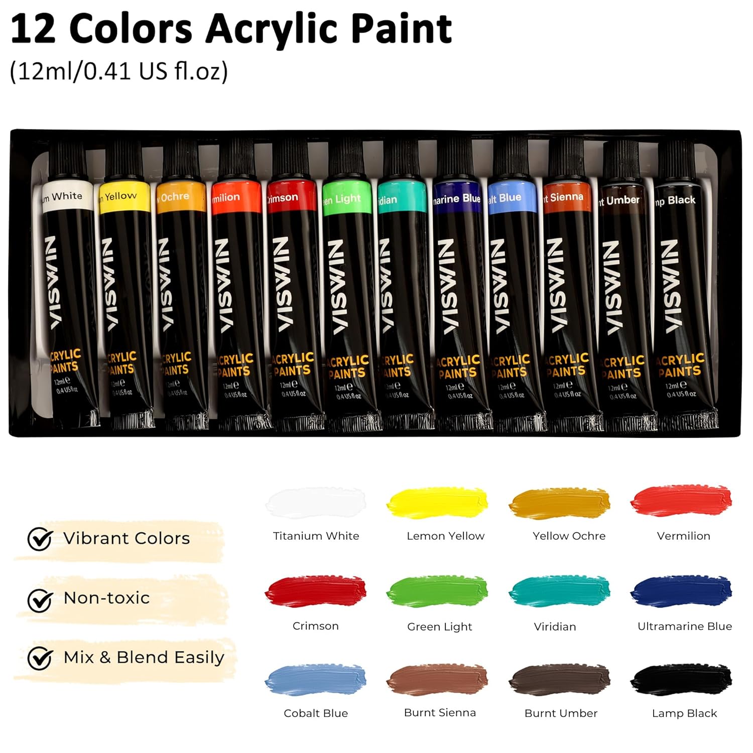 51 Pcs Acrylic Paint Set With Tabletop Easel, Painting Kit With 12 Acrylic Paints, Canvases, Brushes, Palette, Paper Pad, Art Supplies, Ideal Gift For Adults, Kids, Artists, Students