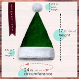 Dark Green Velvet Santa Hat - Gray Faux Fur, Soft Furry Wolf Trim - Luxury Christmas, Goth, Emerald, Deluxe Xmas Headwear - Adult, 1 Size