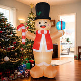 Christmas Inflatables Gingerbread Man With Gift Boxes 8 Ft, Led Inflatable Decoration For Outdoor Indoor Holiday Yard