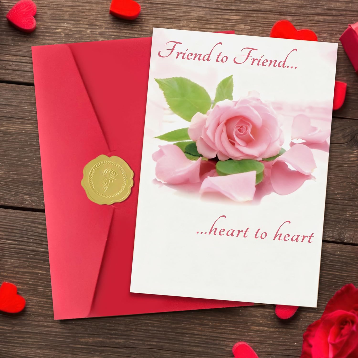 Valentines Day Card For Friend,Friend Valentines Day Cards Gifts For Him Her,Heartfelt Rose Design Friendship Valentine'S Day Card For Men Women Best Special Friends