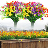 10 Bundles Artificial Flowers, Outdoor Gypsophila Baby'S Breath Fake Flowers, Uv Resistant Faux Greenery Shrubs Hanging Plants For Home Wedding Garden Porch Window Decoration (Long Leaves)