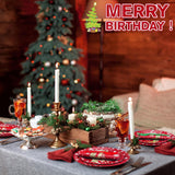 96 Pcs Christmas Birthday Decorations Set Merry Birthday Christmas Paper Plates And Napkins Forks Disposable Xmas Tableware Set For Xmas New Year Decorations, 24 Guests