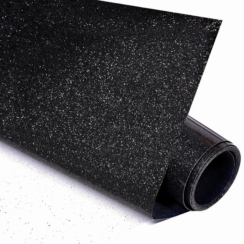 Glitter Htv Vinyl Heat Transfer Vinyl Roll 12" X 5Ft Black Iron On Vinyl Glitt