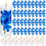 42 Pcs Blue Orchids Artificial Flower Vase Fillers For Floating Candles Wedding Table Centerpiece Blue Orchid And Unscented Floating Candles For Wedding Table Christmas Party Home Decoration