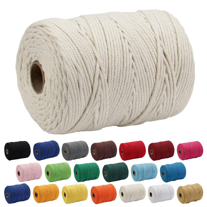 Macrame Cord, 4Mm X 328 Yd (About 300M) 100% Natural Cotton Soft Unstained Rop