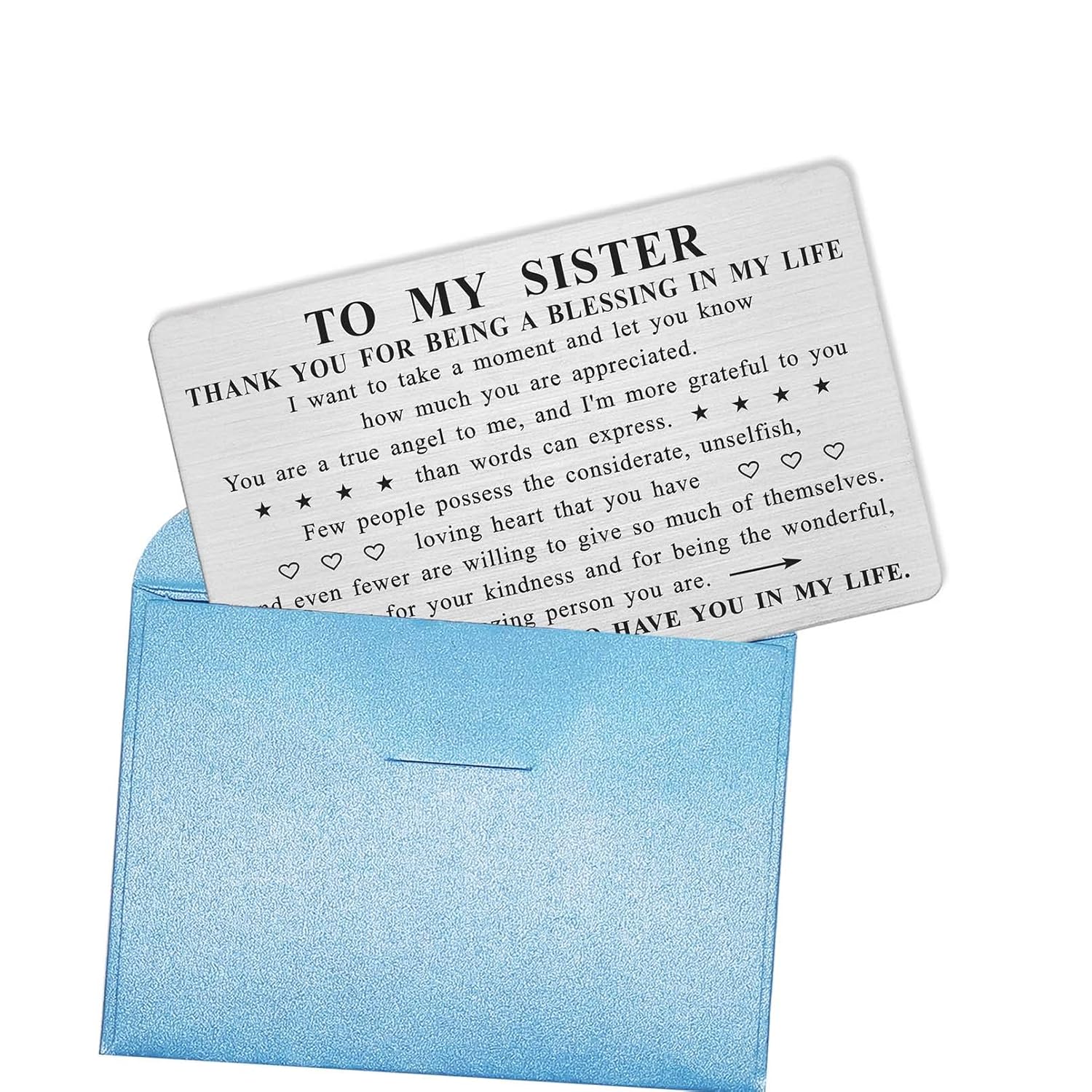 Sister Valentines Gifts - Sister Appreciation Wallet Card Insert - Valentine'S Day & Birthday Gifts