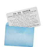Sister Valentines Gifts - Sister Appreciation Wallet Card Insert - Valentine'S Day & Birthday Gifts