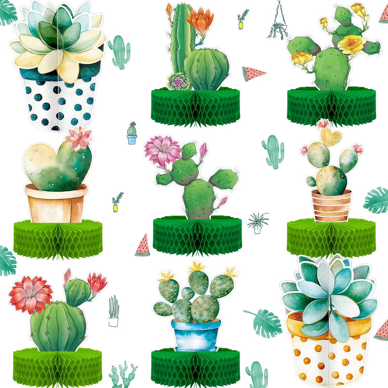 9 Pcs Cactus Honeycomb Centerpieces Bachelorette Party Decorations 3D