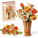 Flowers Set With Vase For Adults Compatible With Lego Flowers, Icon Roses Bouquet Botanical Collection Kits Artificial Flower Set, Valentines Day Gifts For Her Him Kids 14+, Home Office Decorations