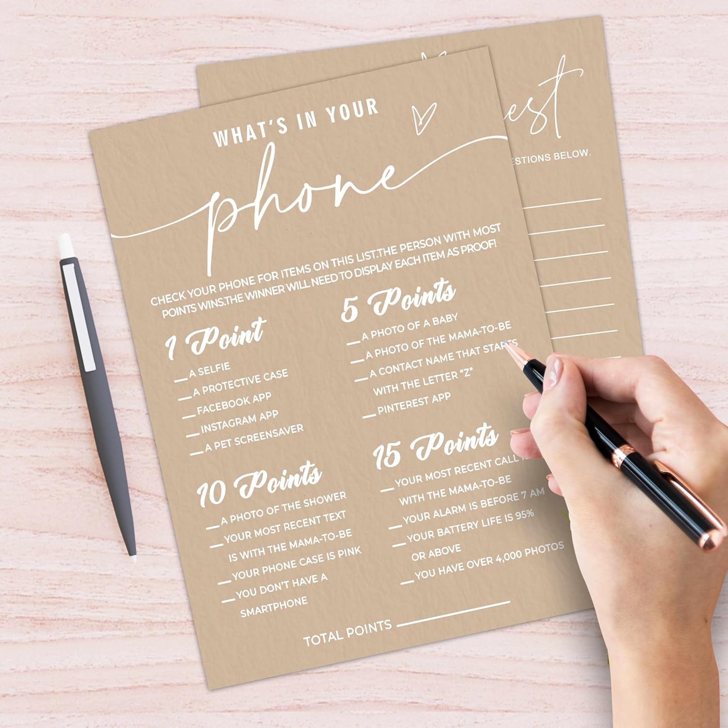 Hilarious Baby Shower Game Cards Ideas, 5" X 7" Double-Sided Baby Shower Games For Girl Or Boy, Brown Minimalism Gender Reveal Party Supplies - E06