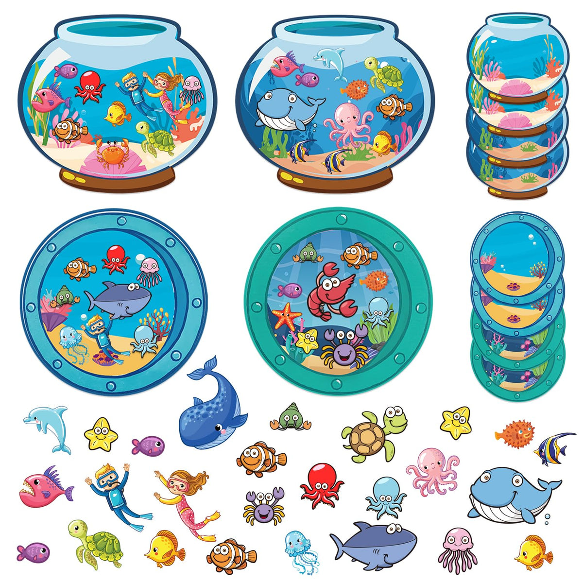 40 Sheets Ocean Stickers With Under The Sea Submarine Scenes, Diy Sea Life Animal Stickers Summer Crafts Activities For Kids, Classroom Party Favors