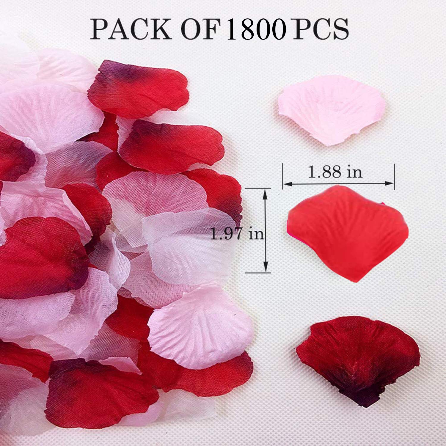 1800Pcs Assorted Artificial Silk Rose Petals For Romantic Night,Proposa Wedding Valentine'S Day Decoration Anniversary Home Party
