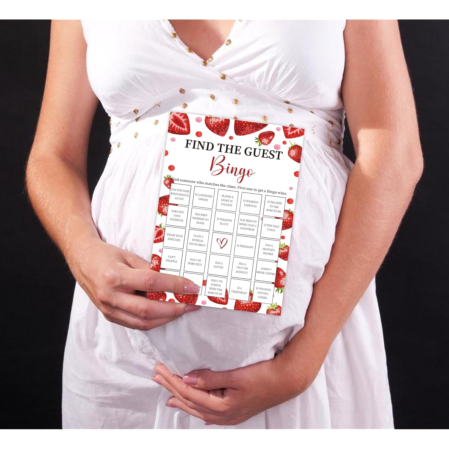 Strawberry Find The Guest Bingo Game, Baby Shower Games, Pack Of 30 Game Cards, Gender Neutral Boy Or Girl - Fa13