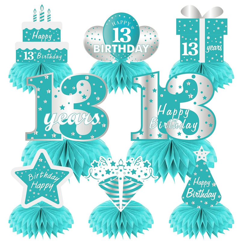 Teal Silver 13Th Birthday Decorations Honeycomb Centerpieces For Girls