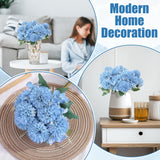 8 Pack Blue Artificial Hydrangea Chrysanthemum Ball Fake Silk Bouquet Outdoor Bridal Wedding Photo Props Home Decoration