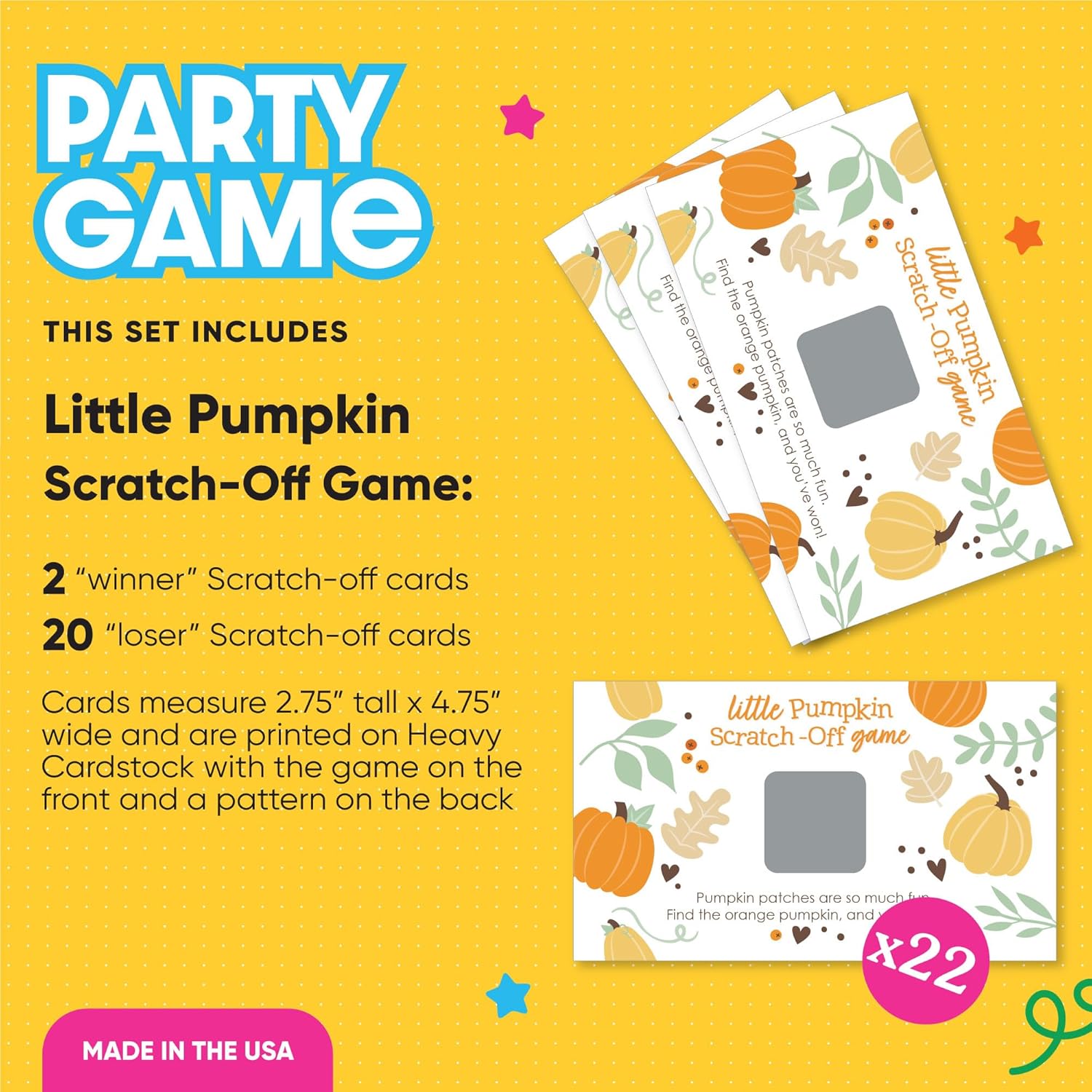 Big Dot of Happiness Fall Baby Shower Games - Little Pumpkin Theme Scratch Off Cards with 22 Cards, Autumn Baby Celebration Party Supplies, Neutral Party Activities, Fall 1st Birthday Party Decor