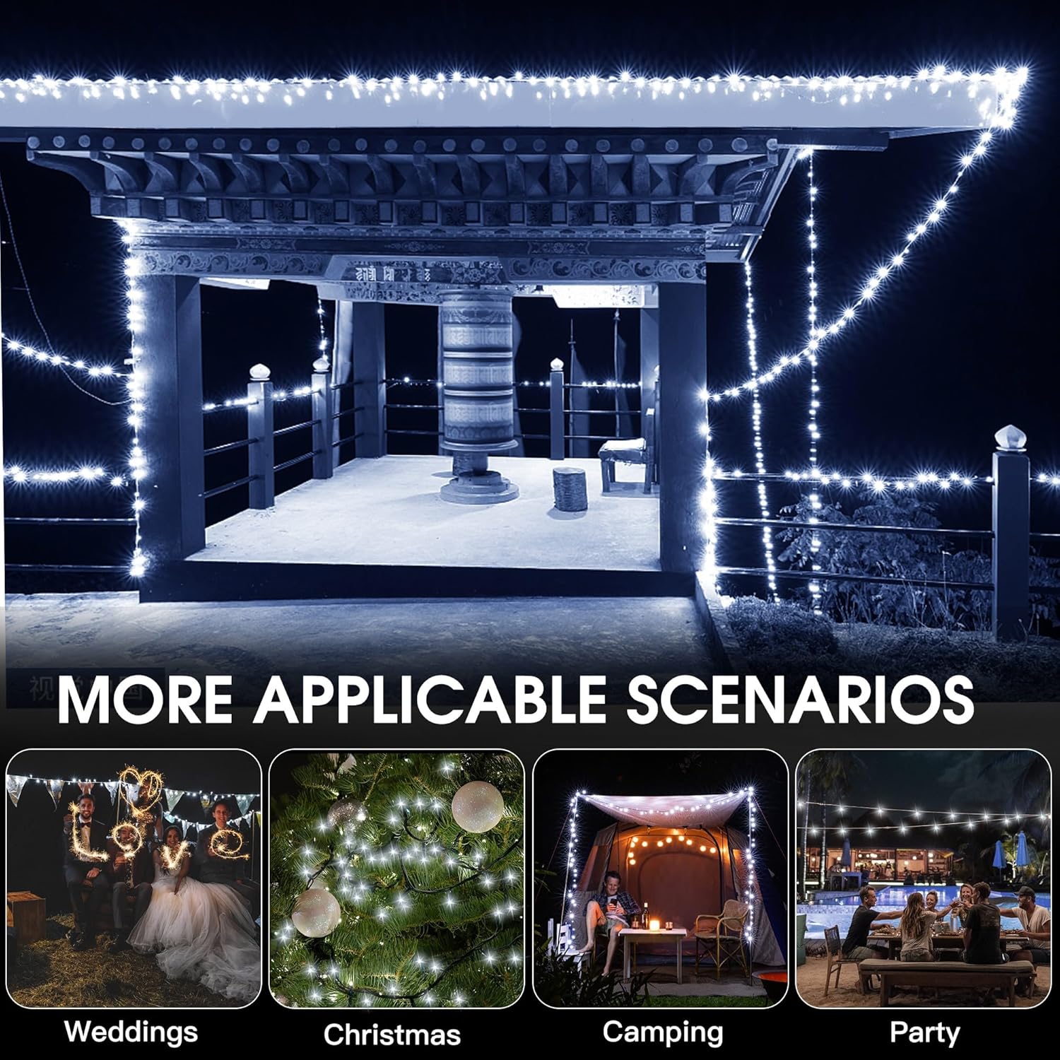 Solar String Lights Outdoor, 2 Pack 79Ft 200 Led Waterproof Solar Christmas Lights With 8 Lighting Modes For Tree Yard Garden Party Xmas Decorations