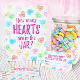 Valentine'S Day Party Game - How Many Candy Hearts In The Jar Party Activity (1 Sign & 30 Guessing Cards)