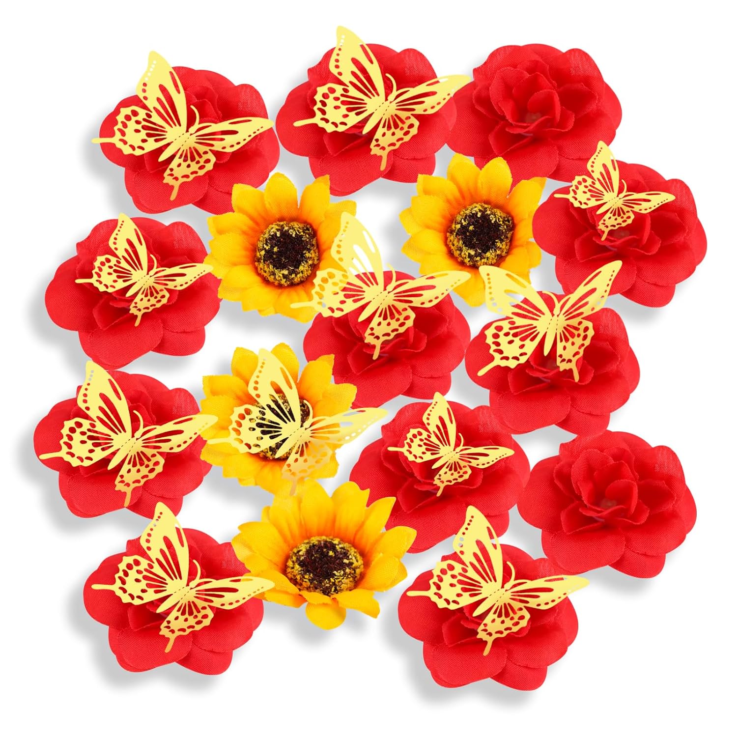 Graduation Cap Decoration Accessories,Faux Rose Sunflower 3D Butterfly Grad Hat Decor For 2025 Graduation Cap Topper Decoration Supply
