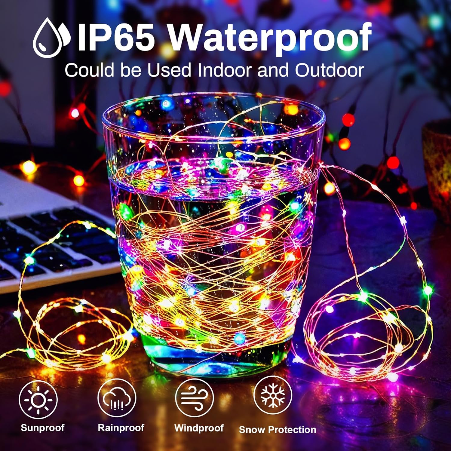 Fairy Lights Battery Operated, 12 Pack Colorful Mini String Lights 20 Led 7Ft Waterproof 3 Lighting Modes For Bedroom, H