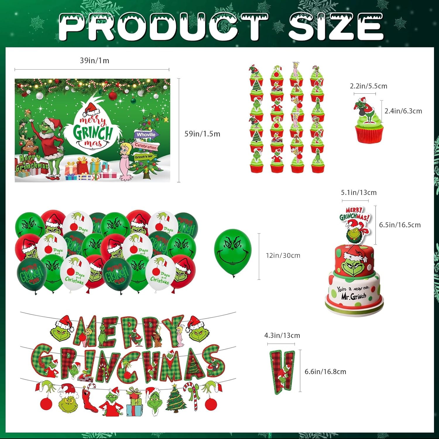 102 Pc Christmas Party Decorations Set - Includes Merry Christmas Banner, Backdrop, Cake Topper, Balloons, Stickers For Kids & Adults