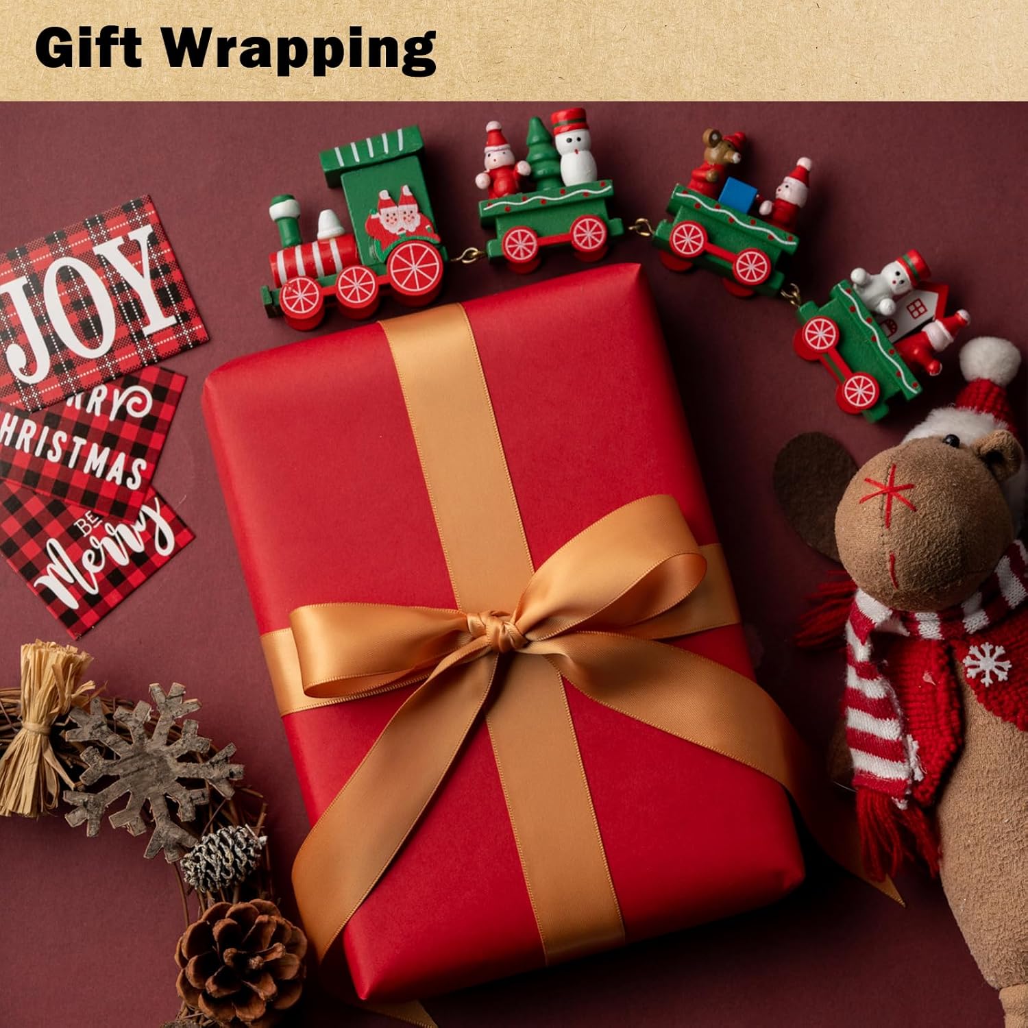 Red Kraft Wrapping Paper Roll, 17.5"X 393"(32.8'), Recyclable Red Gift Wrap Paper For Christmas Gift Wrapping, Table Covering, Art & Craft Supplies, Mother'S Day Bouquet Flower, 80Gsm
