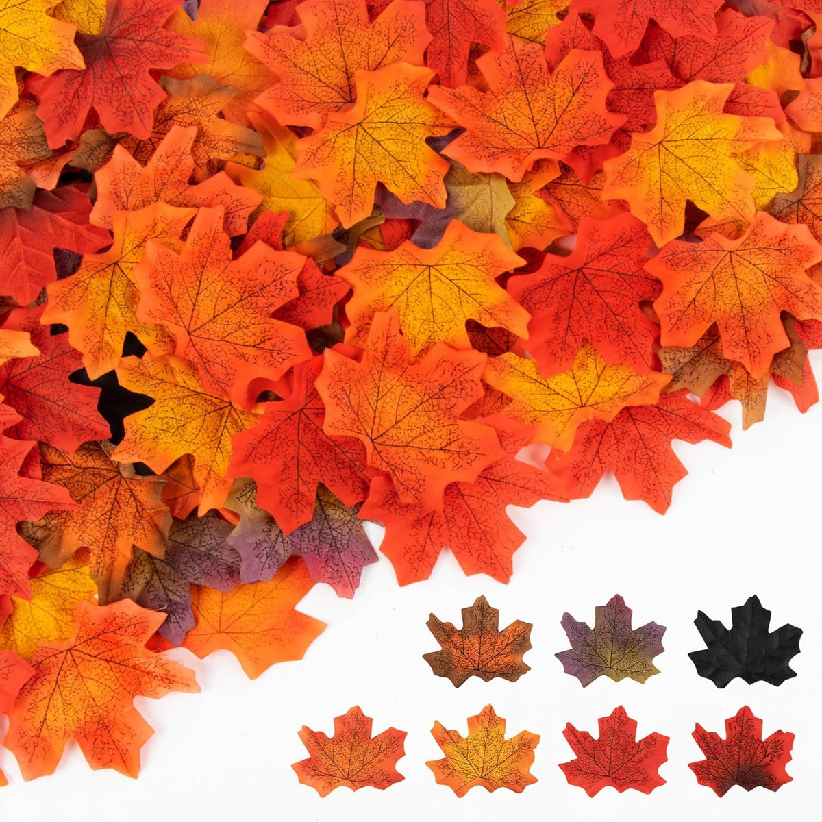 350Pcs Fall Maple Leaves - Autumn Fall Maple Leaf Garland Hojas De Otoño Para Decorar Foliage Artificial Table Decoration Faux Fake Loose Leaves Outdoor Decor Halloween Thanksgiving Photo Prop