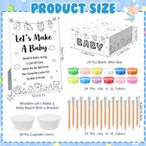 Funny Baby Shower Games Decorations Let'S Make A Baby Playdough Game Sign Set 24 Play Doughs 24 Pencils Shower Gender Reveal Game Activities Adults Boys Girls(Black And White Babysuit)