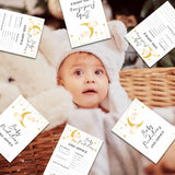 Baby Shower Party Games, Baby Predications And Advice Minimal Baby Shower Game, 25 Moon And Stars Gender Reveal Party Games Cards (5" X 7"), Over The Moon Baby Shower Supplies Decorations -06