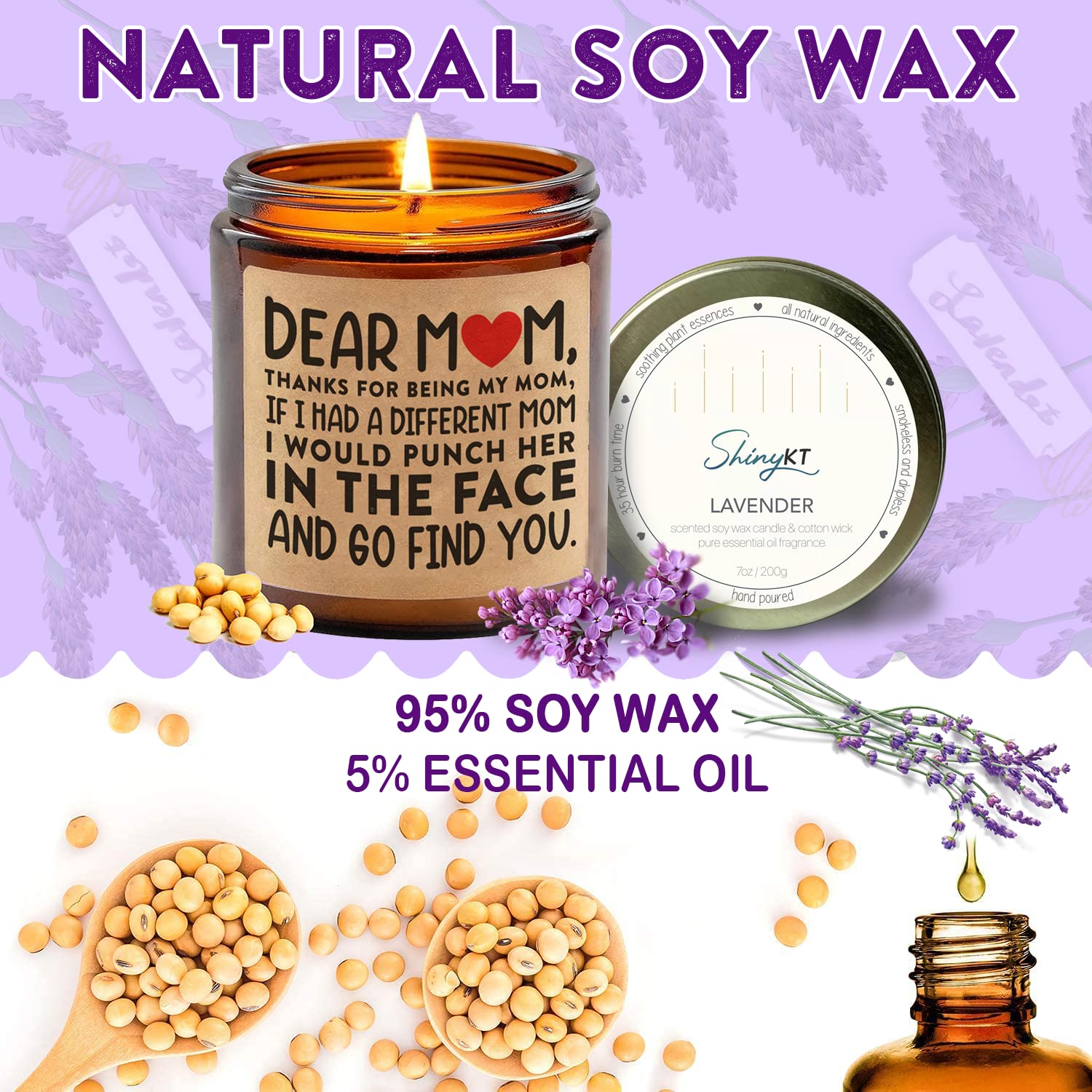 Gifts For Mom From Daughter Son - Mothers Day Gifts For Mom Wife - Birthday, Christmas Gift Ideas For Moms - Gift For Mama, Moms, Mother From Kids - Lavender Scented 7Oz