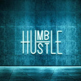 Hustle Neon Sign Blue LED Wall Light USB Dimmable Motivational Decor for Office Gym Gamer Room